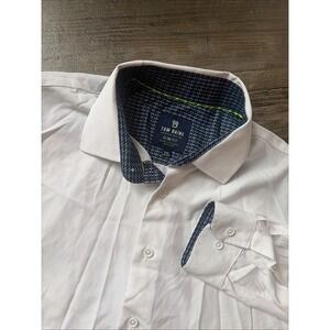 Tom Blaine Performance Button Up Shirt Mens XXL White Flip Cuff 4 Way Stretch